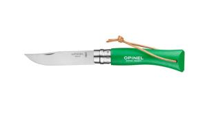 Nóż Opinel  7 INOX jasnozielony z rzemykiem